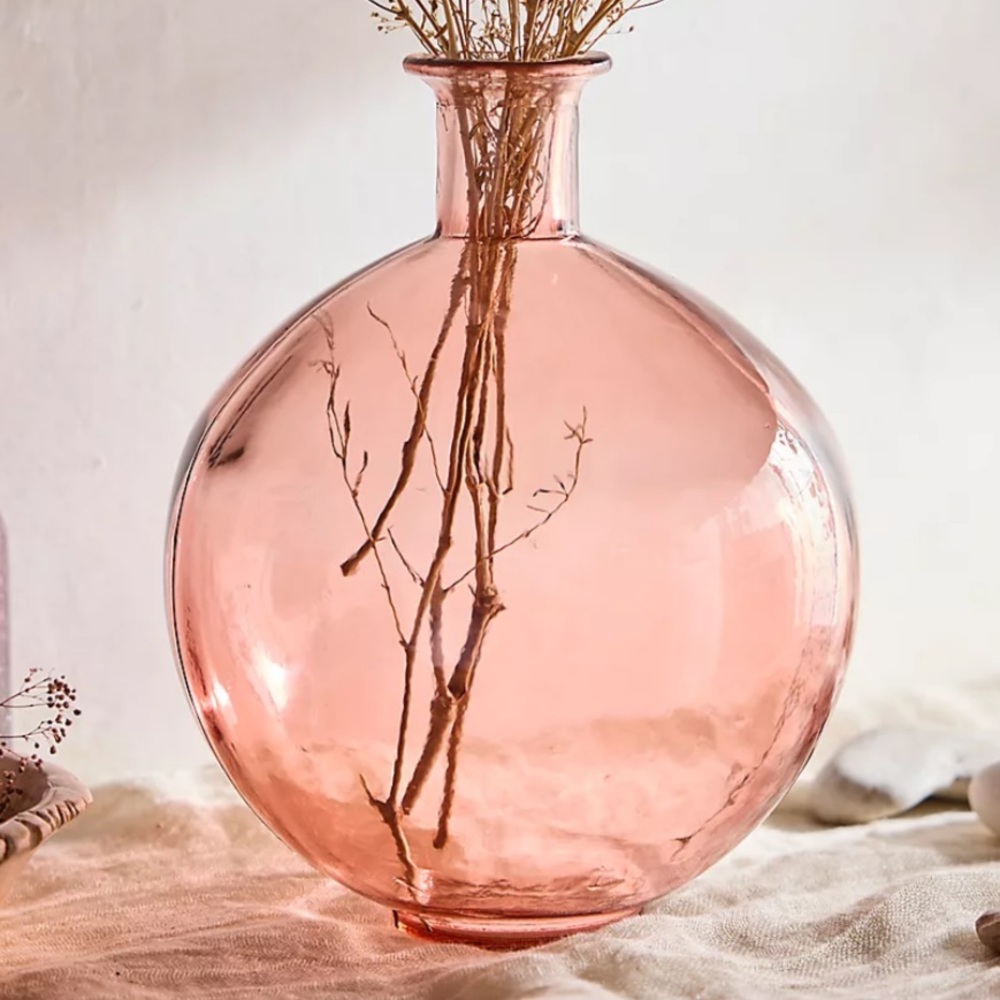 Pink Glass Round Vase * - Picture 4 of 7